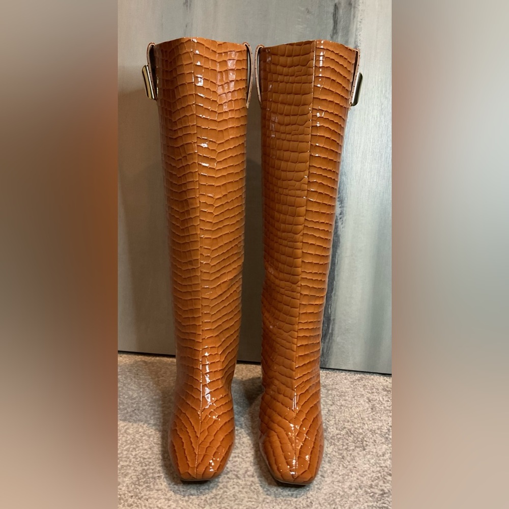 Katy Perry The Geminni Knee High Boots Dark Blush Croc - Size 7.5 (NIB) - Picture 3 of 16
